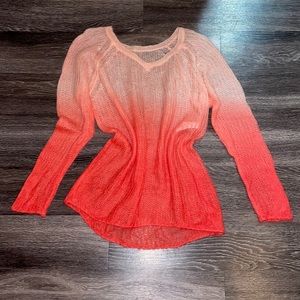 Benetton ombre orange and rose casual sweater